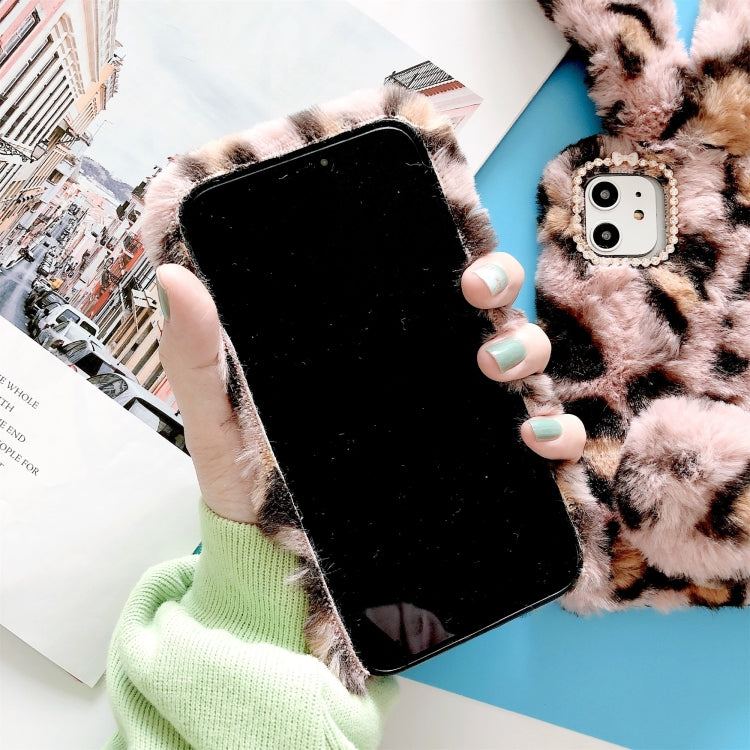 For iPhone 11 Plush Leopard Print Phone Protect Case