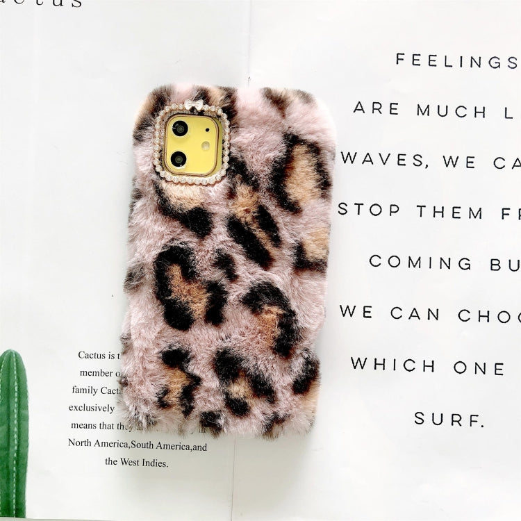 For iPhone 11 Pro Plush Leopard Print Phone Protect Case