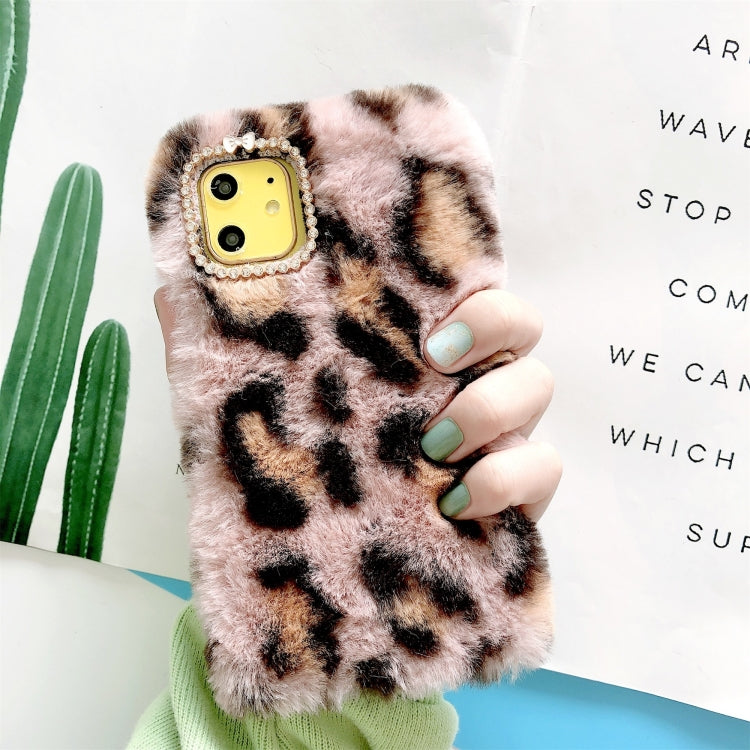 For iPhone 11 Pro Plush Leopard Print Phone Protect Case