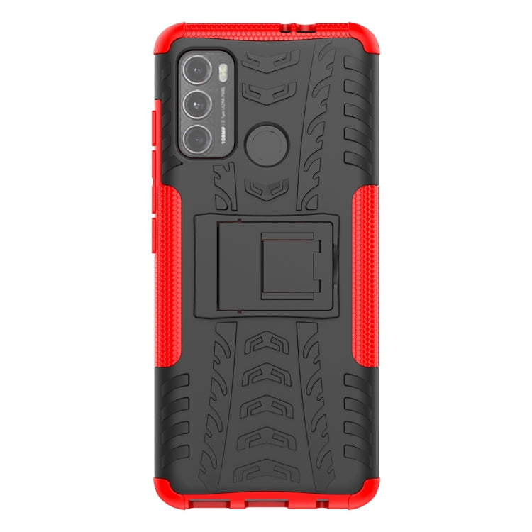For Motorola Moto G60 Tire Texture Shockproof TPU+PC Protective Case with Holder