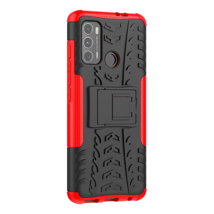 For Motorola Moto G60 Tire Texture Shockproof TPU+PC Protective Case with Holder