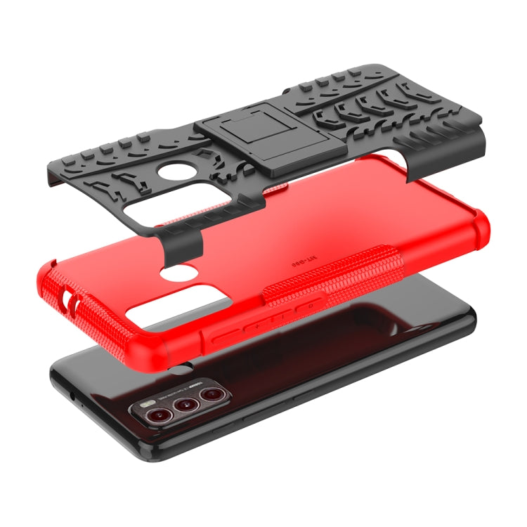 For Motorola Moto G60 Tire Texture Shockproof TPU+PC Protective Case with Holder