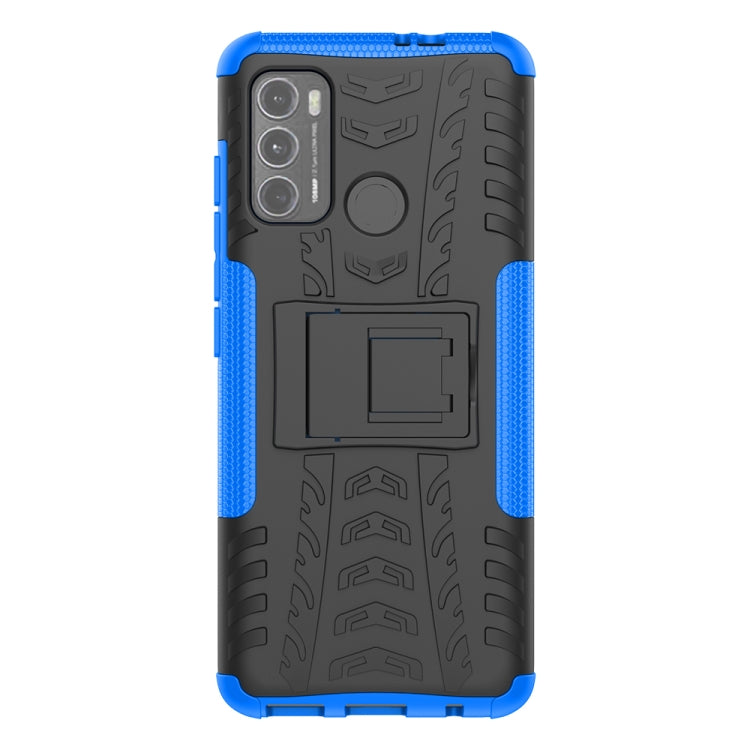 For Motorola Moto G60 Tire Texture Shockproof TPU+PC Protective Case with Holder