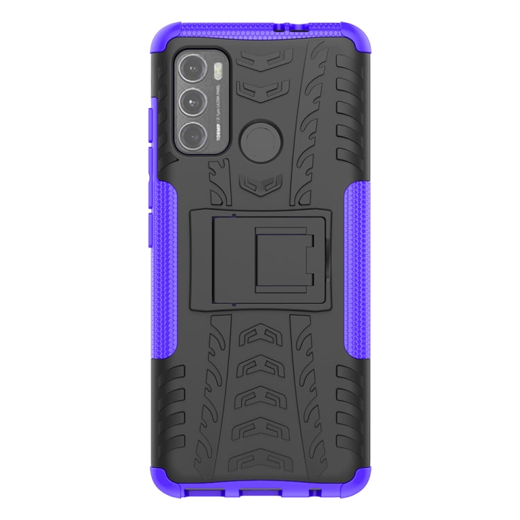 For Motorola Moto G60 Tire Texture Shockproof TPU+PC Protective Case with Holder