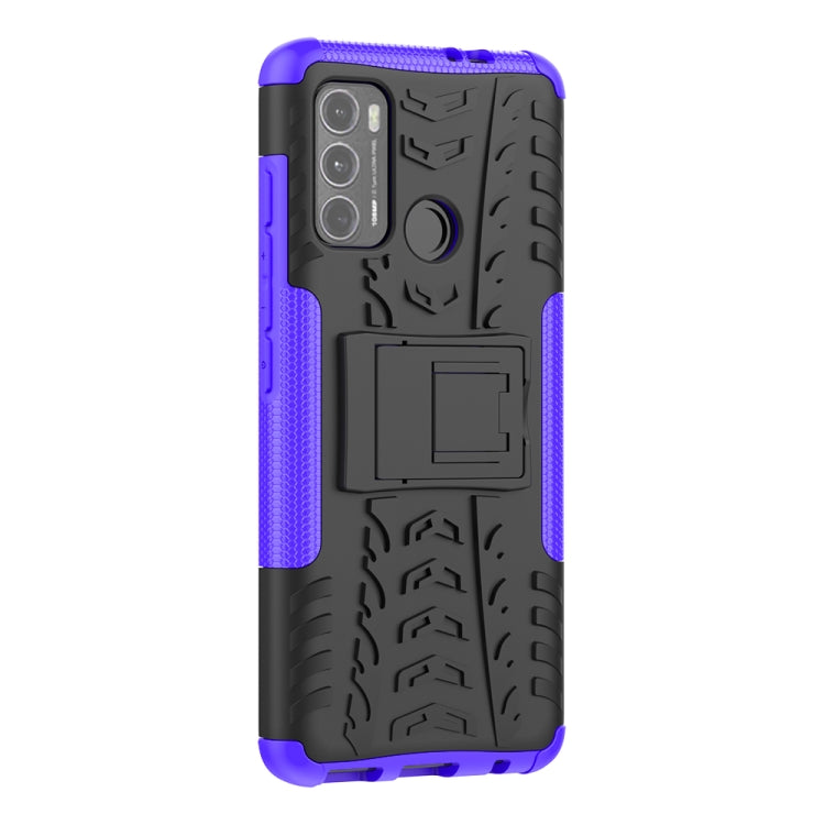 For Motorola Moto G60 Tire Texture Shockproof TPU+PC Protective Case with Holder