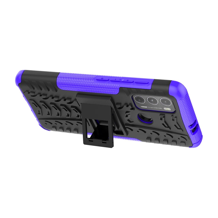 For Motorola Moto G60 Tire Texture Shockproof TPU+PC Protective Case with Holder