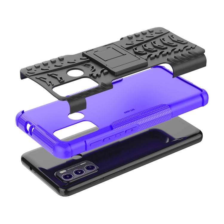 For Motorola Moto G60 Tire Texture Shockproof TPU+PC Protective Case with Holder