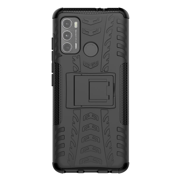 For Motorola Moto G60 Tire Texture Shockproof TPU+PC Protective Case with Holder
