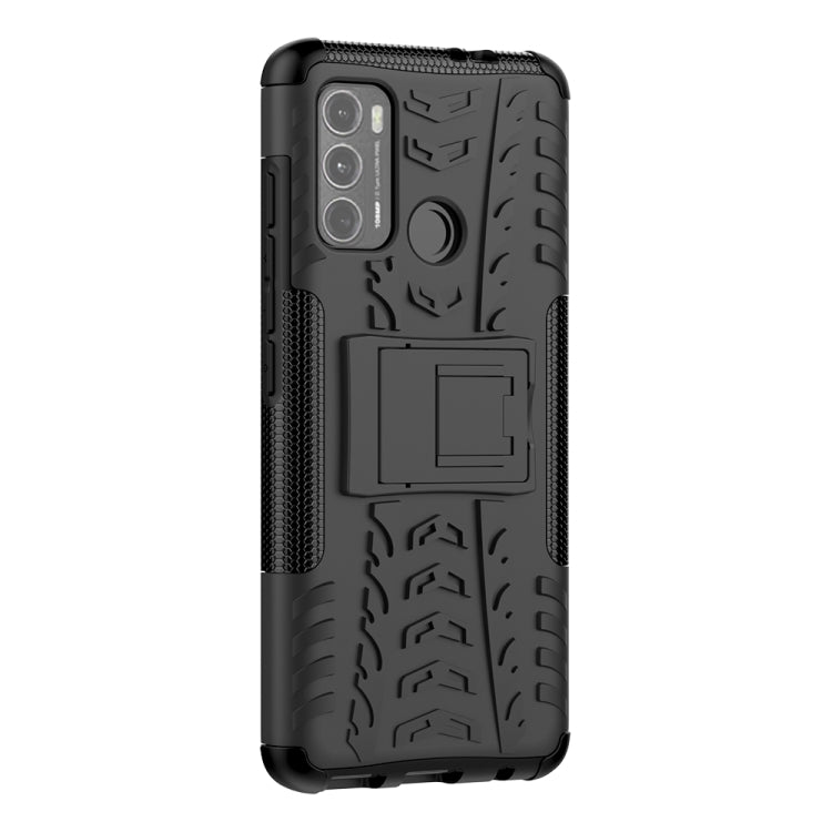 For Motorola Moto G60 Tire Texture Shockproof TPU+PC Protective Case with Holder