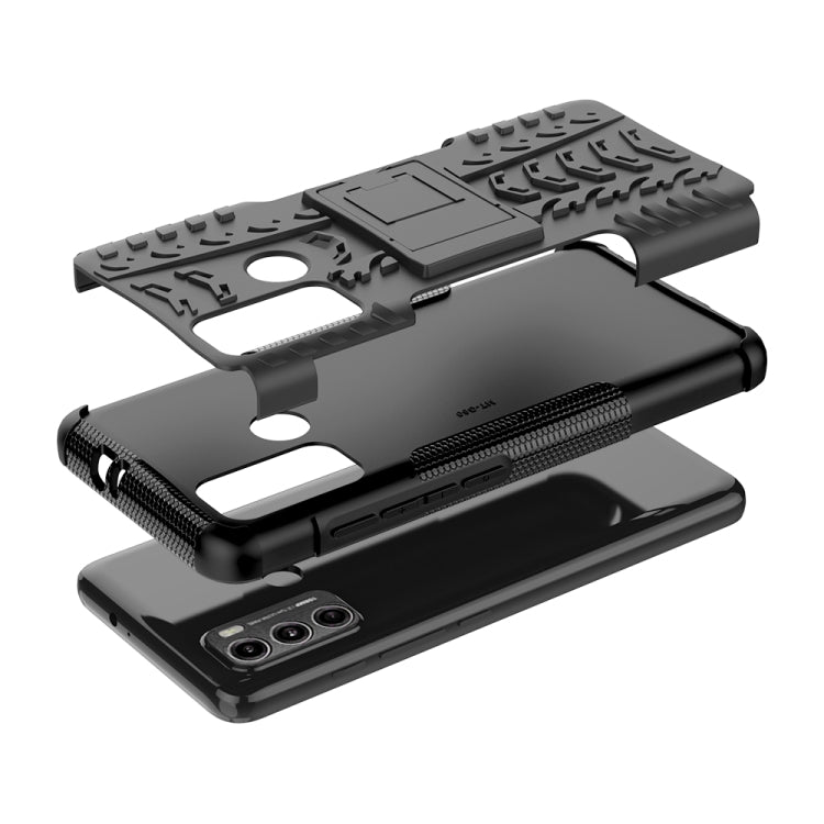 For Motorola Moto G60 Tire Texture Shockproof TPU+PC Protective Case with Holder