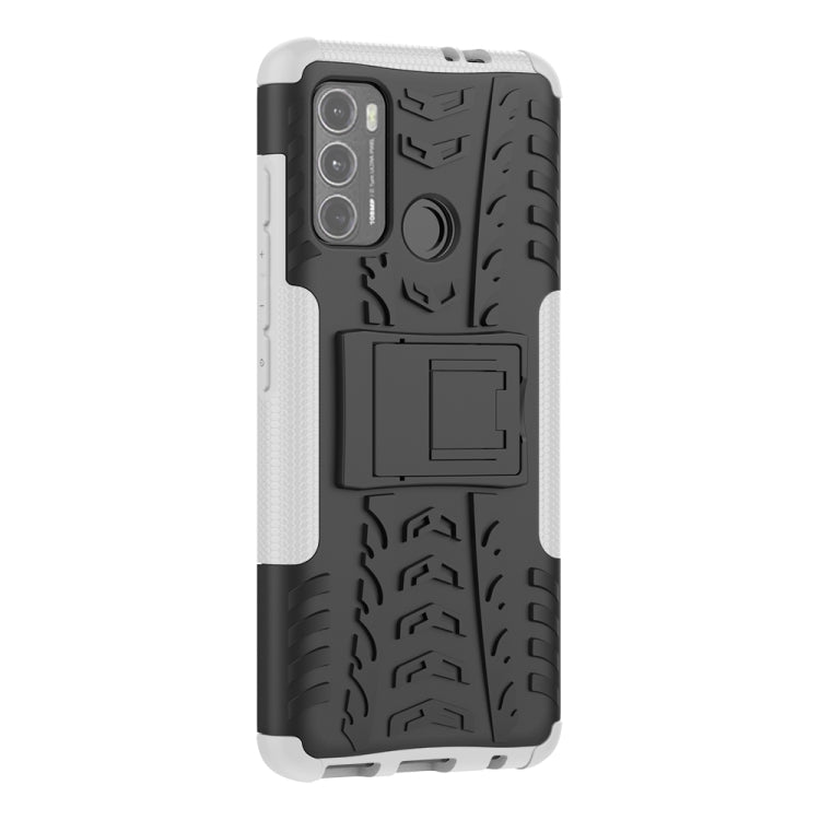 For Motorola Moto G60 Tire Texture Shockproof TPU+PC Protective Case with Holder
