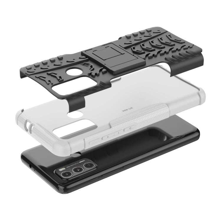 For Motorola Moto G60 Tire Texture Shockproof TPU+PC Protective Case with Holder