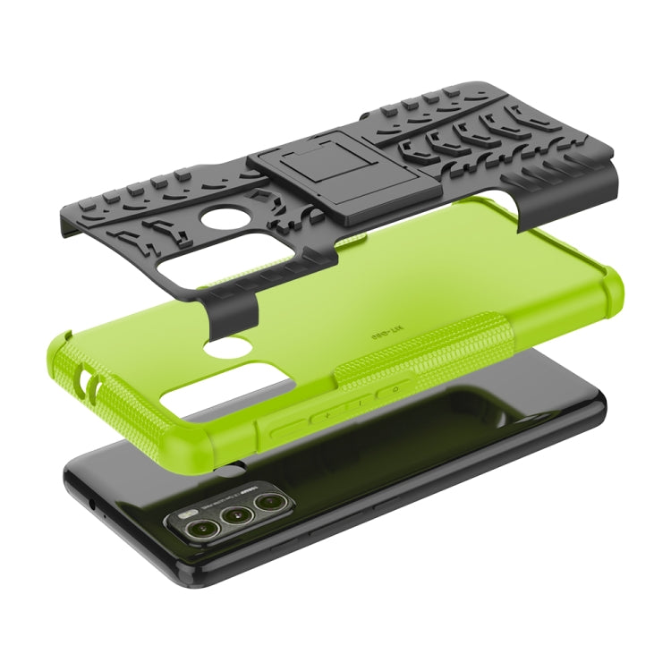 For Motorola Moto G60 Tire Texture Shockproof TPU+PC Protective Case with Holder