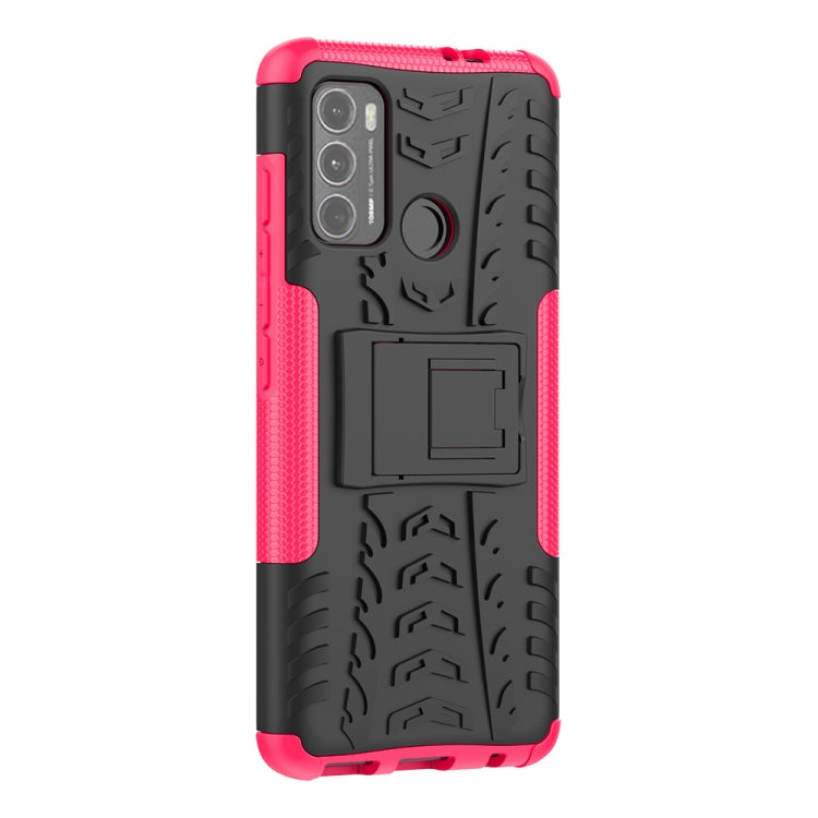For Motorola Moto G60 Tire Texture Shockproof TPU+PC Protective Case with Holder