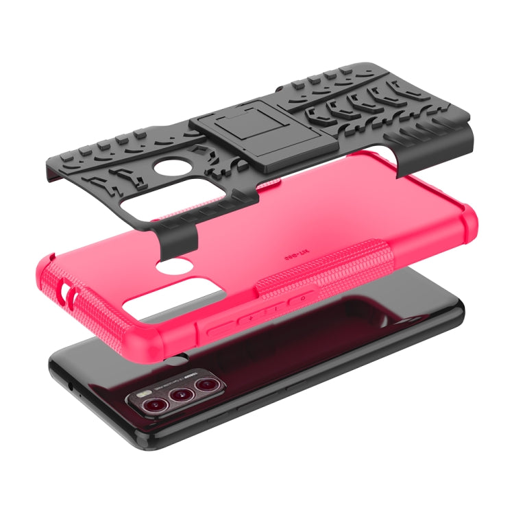 For Motorola Moto G60 Tire Texture Shockproof TPU+PC Protective Case with Holder