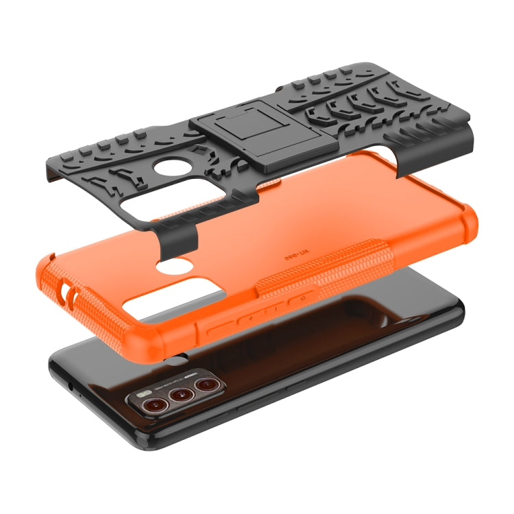 For Motorola Moto G60 Tire Texture Shockproof TPU+PC Protective Case with Holder