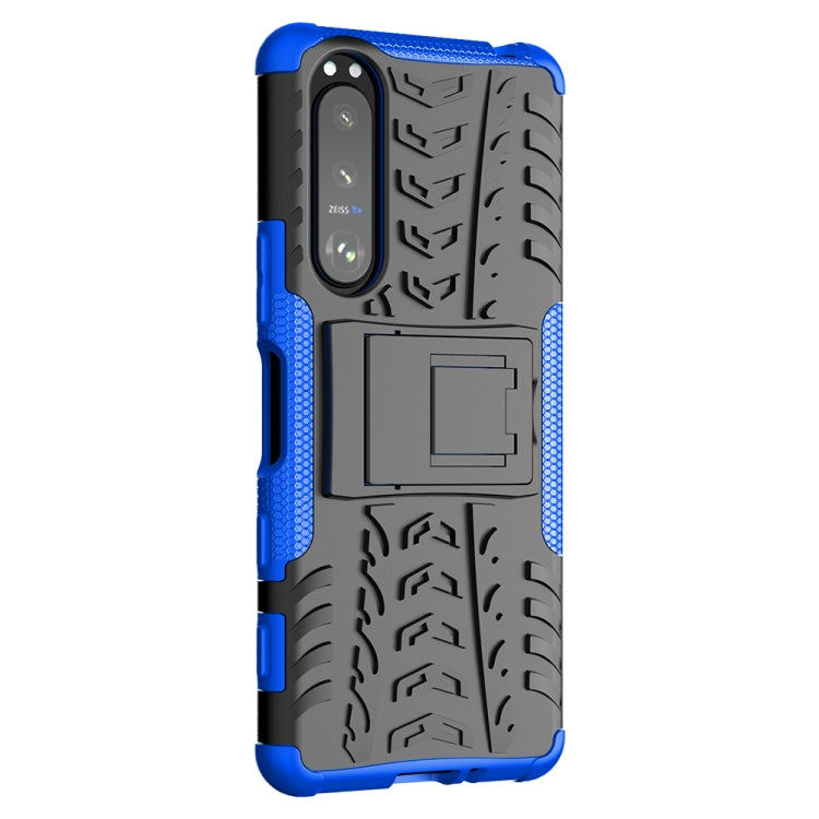 For Sony Xperia 5 III Tire Texture Shockproof TPU+PC Protective Case with Holder