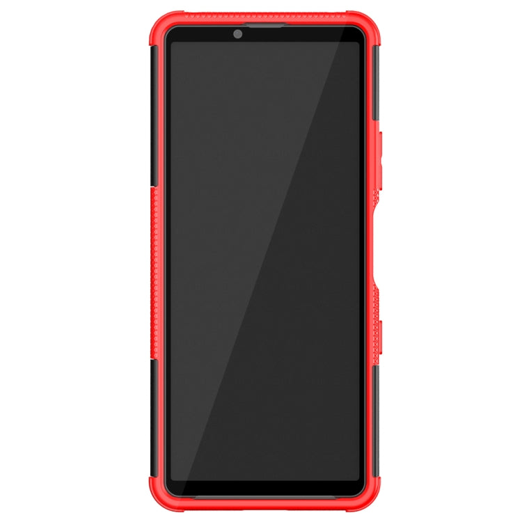 For Sony Xperia 10 III Tire Texture Shockproof TPU+PC Protective Case with Holder