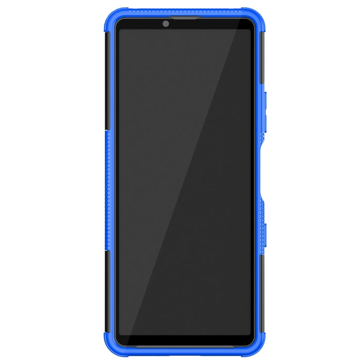 For Sony Xperia 10 III Tire Texture Shockproof TPU+PC Protective Case with Holder