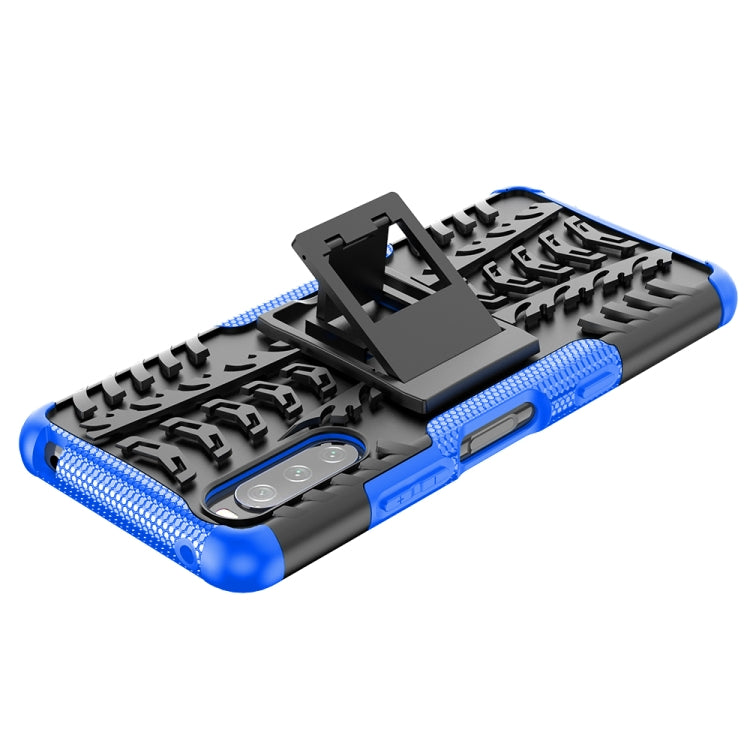 For Sony Xperia 10 III Tire Texture Shockproof TPU+PC Protective Case with Holder