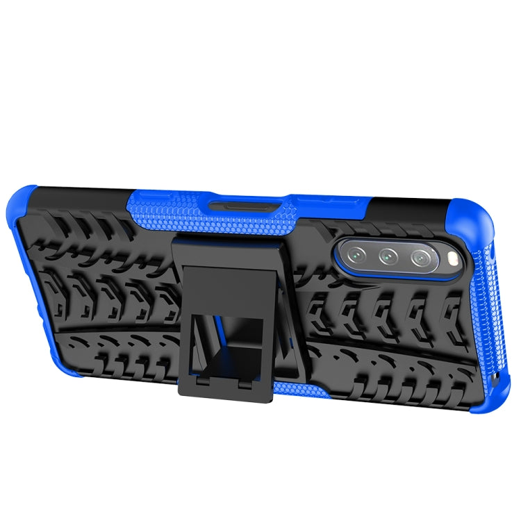 For Sony Xperia 10 III Tire Texture Shockproof TPU+PC Protective Case with Holder