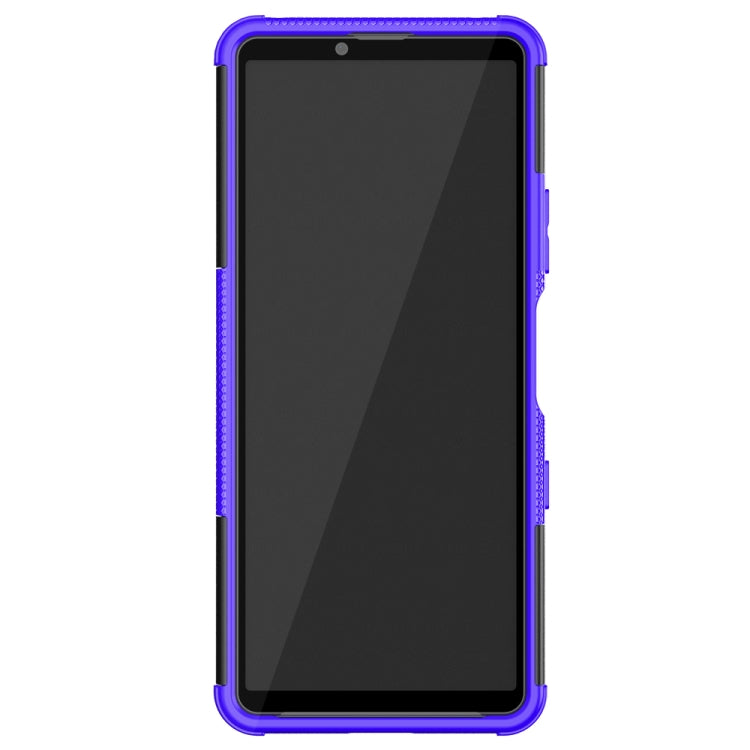 For Sony Xperia 10 III Tire Texture Shockproof TPU+PC Protective Case with Holder