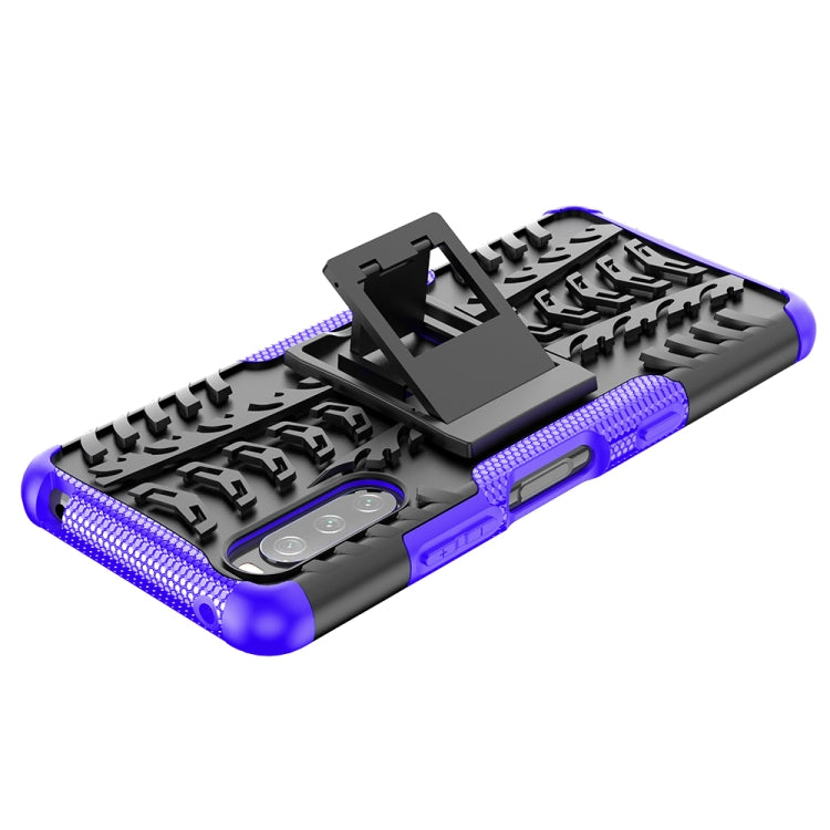 For Sony Xperia 10 III Tire Texture Shockproof TPU+PC Protective Case with Holder