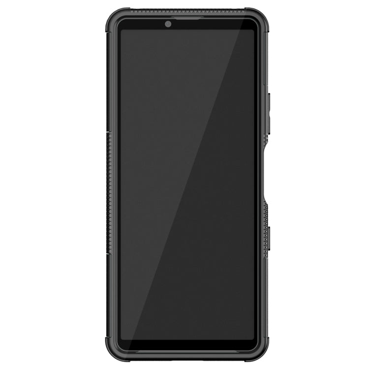 For Sony Xperia 10 III Tire Texture Shockproof TPU+PC Protective Case with Holder