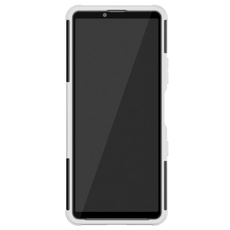 For Sony Xperia 10 III Tire Texture Shockproof TPU+PC Protective Case with Holder