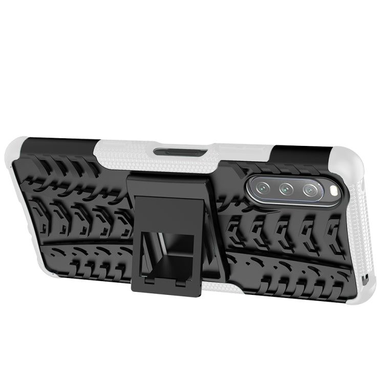 For Sony Xperia 10 III Tire Texture Shockproof TPU+PC Protective Case with Holder