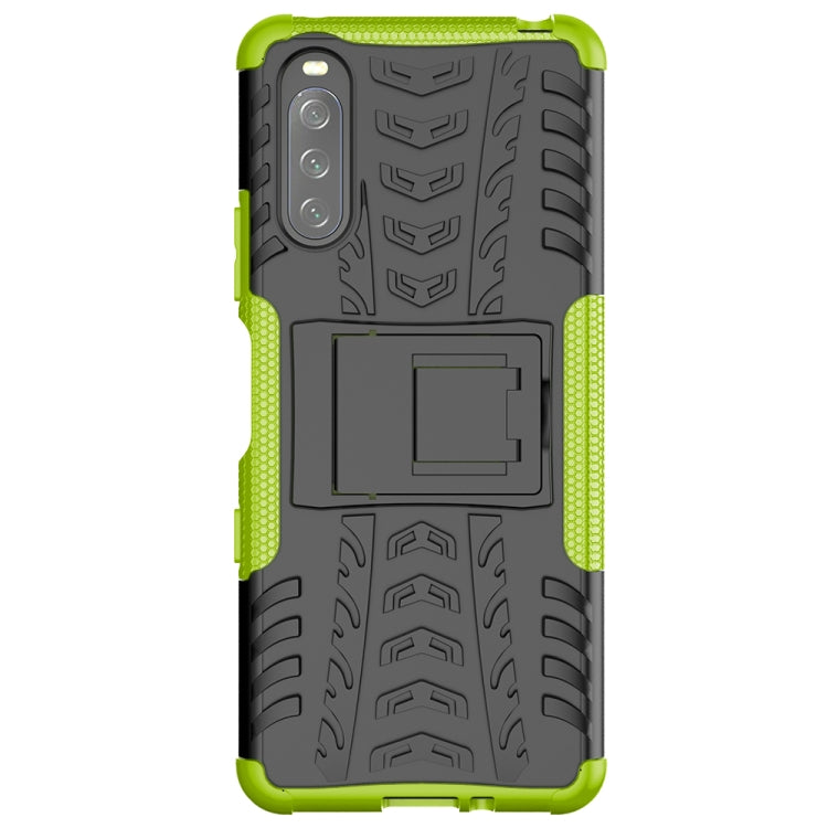 For Sony Xperia 10 III Tire Texture Shockproof TPU+PC Protective Case with Holder