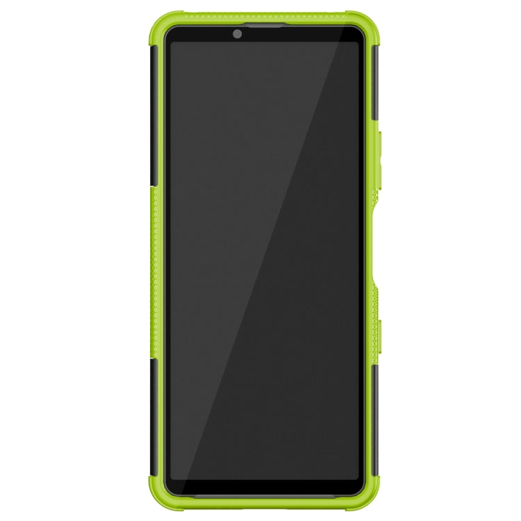 For Sony Xperia 10 III Tire Texture Shockproof TPU+PC Protective Case with Holder