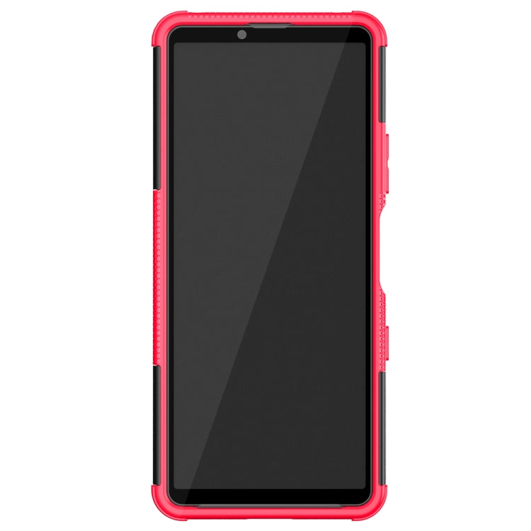 For Sony Xperia 10 III Tire Texture Shockproof TPU+PC Protective Case with Holder