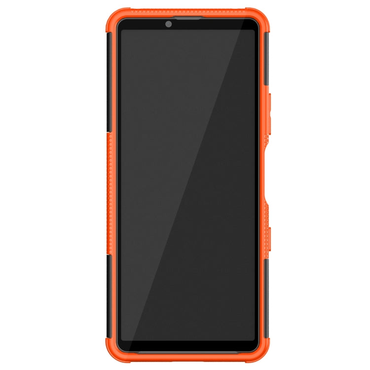 For Sony Xperia 10 III Tire Texture Shockproof TPU+PC Protective Case with Holder