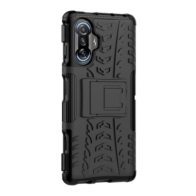 For Xiaomi Redmi K40 Gaming Tire Texture Shockproof TPU+PC Protective Case with Holder