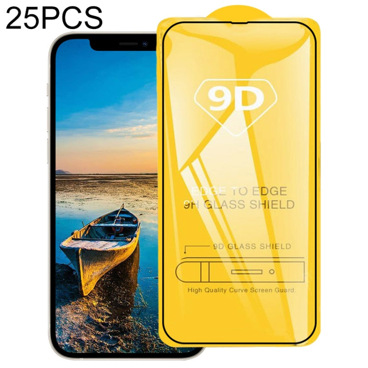 For iPhone 13 / 13 Pro 25pcs 9D Full Glue Full Screen Tempered Glass Film