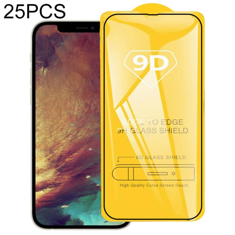 For iPhone 13 Pro Max 25pcs 9D Full Glue Full Screen Tempered Glass Film