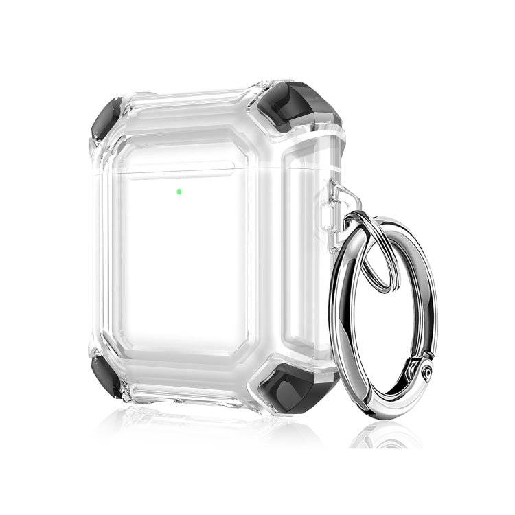 Four Corners Anti-fall Wireless Earphone Dual-color PC Protective Case with Hook For AirPods 1/2