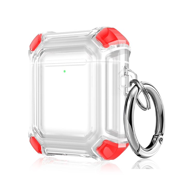 Four Corners Anti-fall Wireless Earphone Dual-color PC Protective Case with Hook For AirPods 1/2