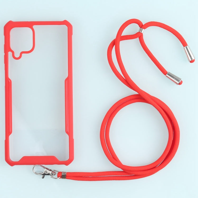 For Samsung Galaxy A12 5G Acrylic + Color TPU Shockproof Case with Neck Lanyard