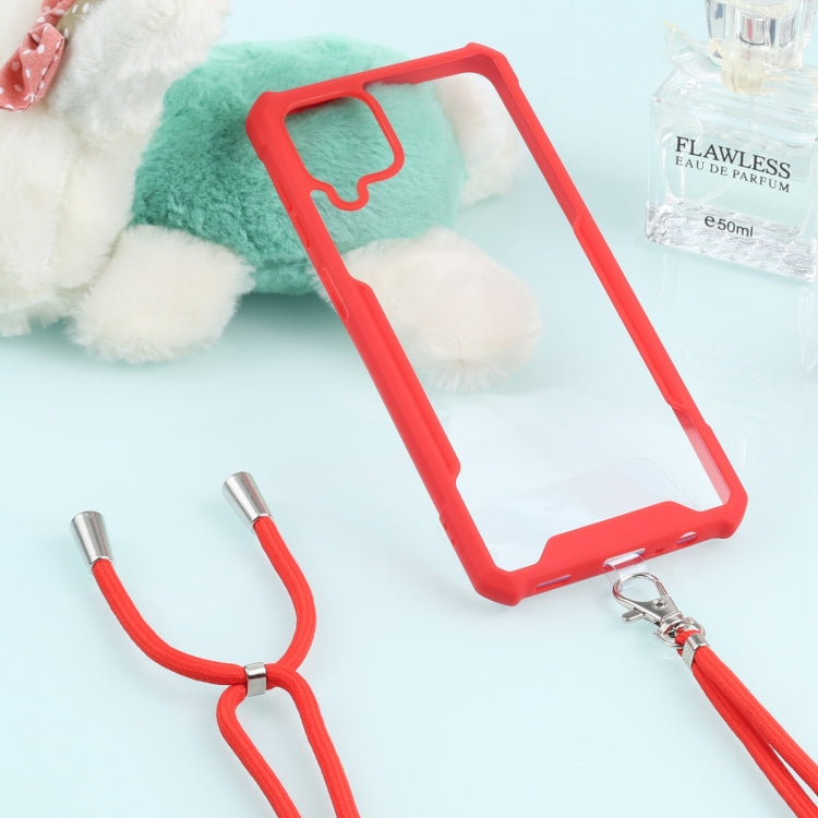 For Samsung Galaxy A12 5G Acrylic + Color TPU Shockproof Case with Neck Lanyard