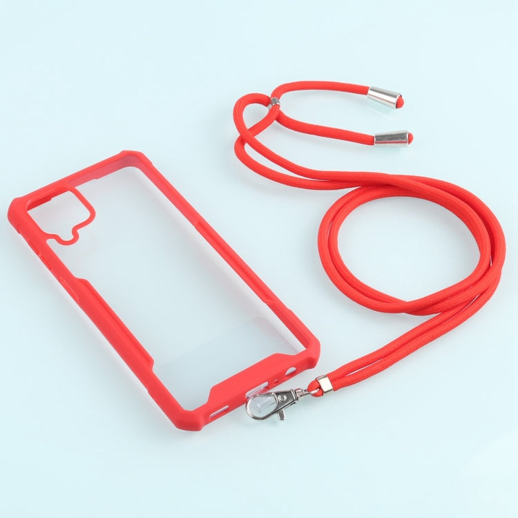 For Samsung Galaxy A12 5G Acrylic + Color TPU Shockproof Case with Neck Lanyard