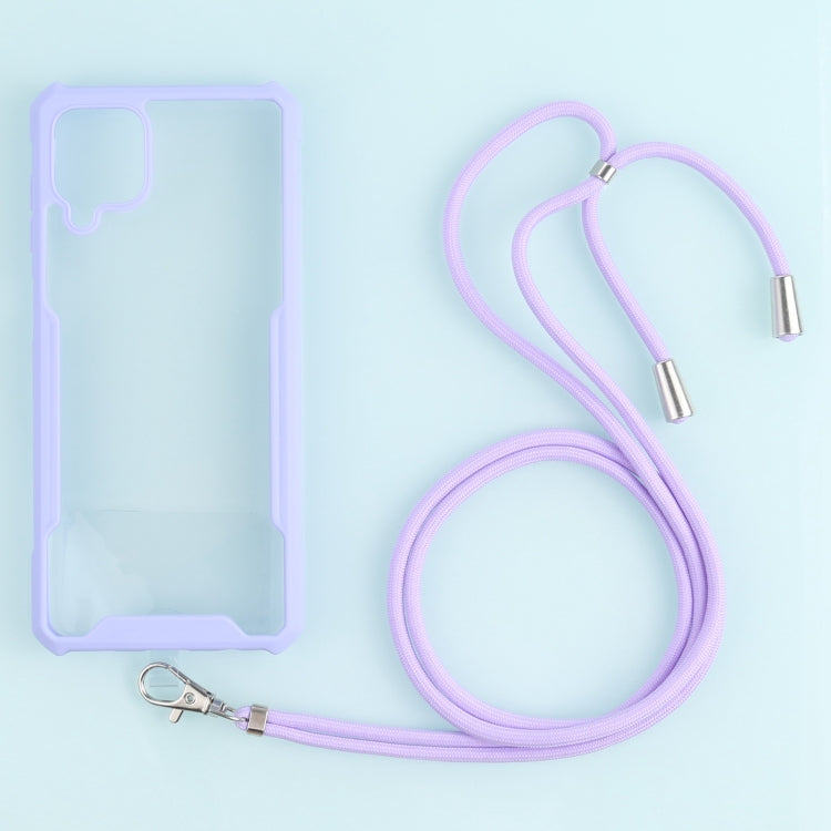 For Samsung Galaxy A12 5G Acrylic + Color TPU Shockproof Case with Neck Lanyard