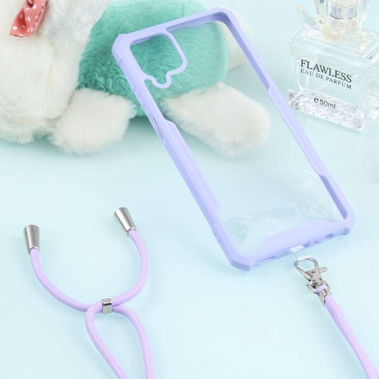 For Samsung Galaxy A12 5G Acrylic + Color TPU Shockproof Case with Neck Lanyard