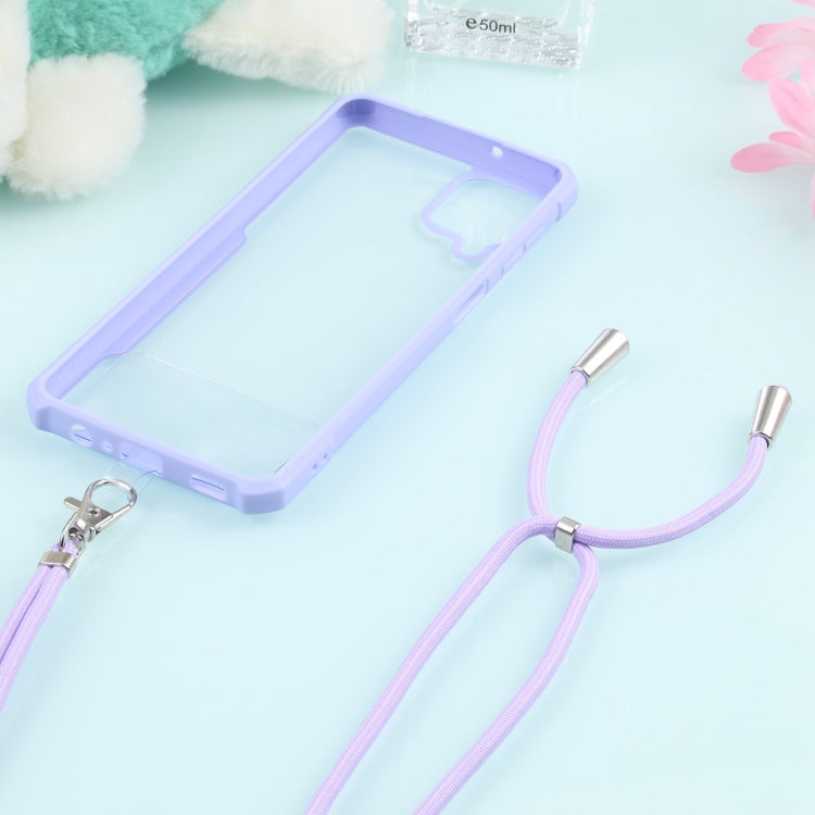 For Samsung Galaxy A12 5G Acrylic + Color TPU Shockproof Case with Neck Lanyard