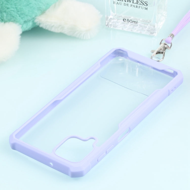 For Samsung Galaxy A12 5G Acrylic + Color TPU Shockproof Case with Neck Lanyard