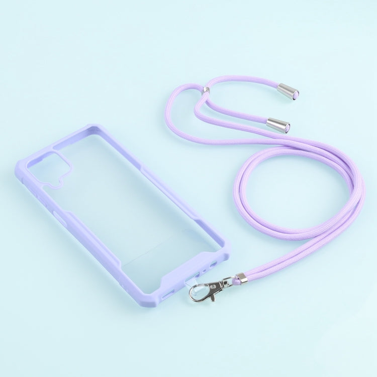 For Samsung Galaxy A12 5G Acrylic + Color TPU Shockproof Case with Neck Lanyard