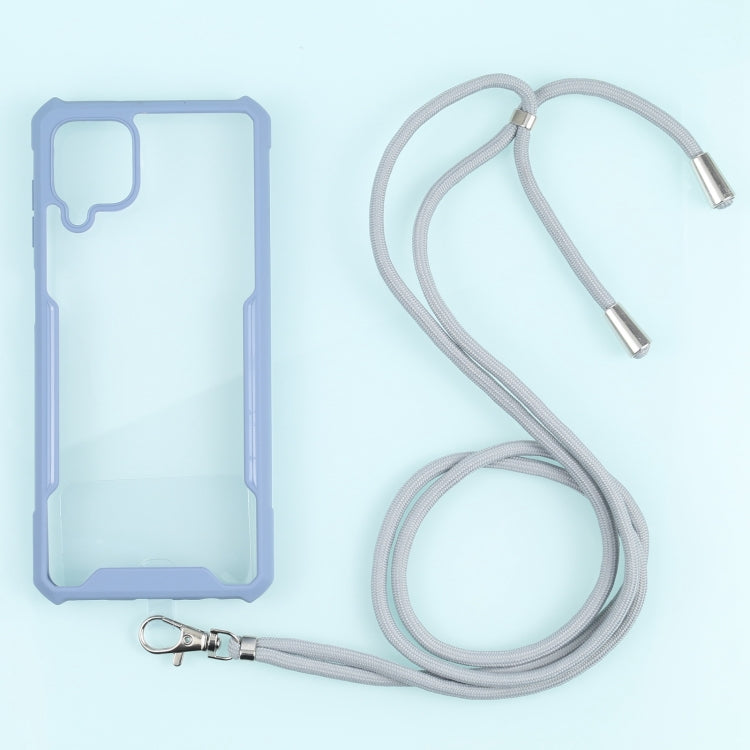 For Samsung Galaxy A12 5G Acrylic + Color TPU Shockproof Case with Neck Lanyard