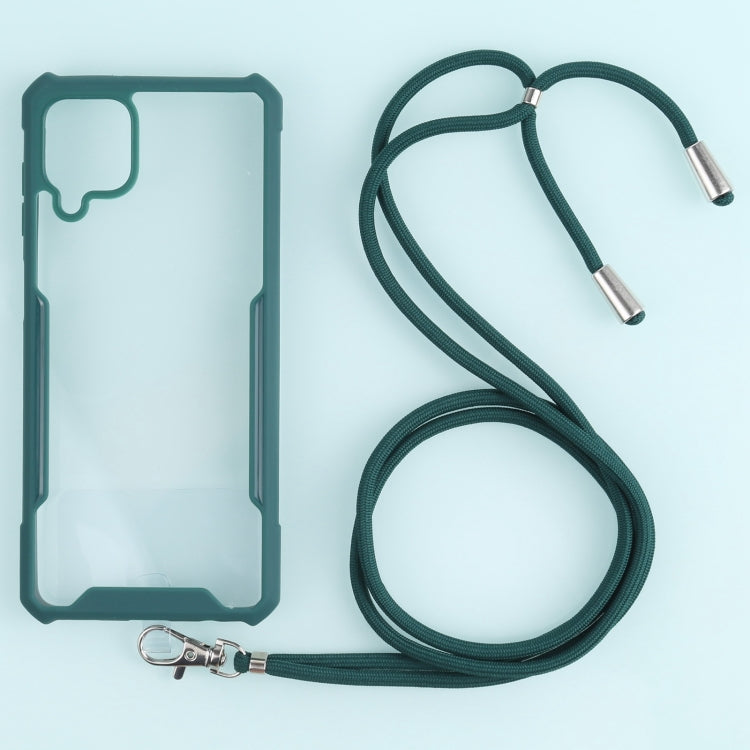 For Samsung Galaxy A12 5G Acrylic + Color TPU Shockproof Case with Neck Lanyard