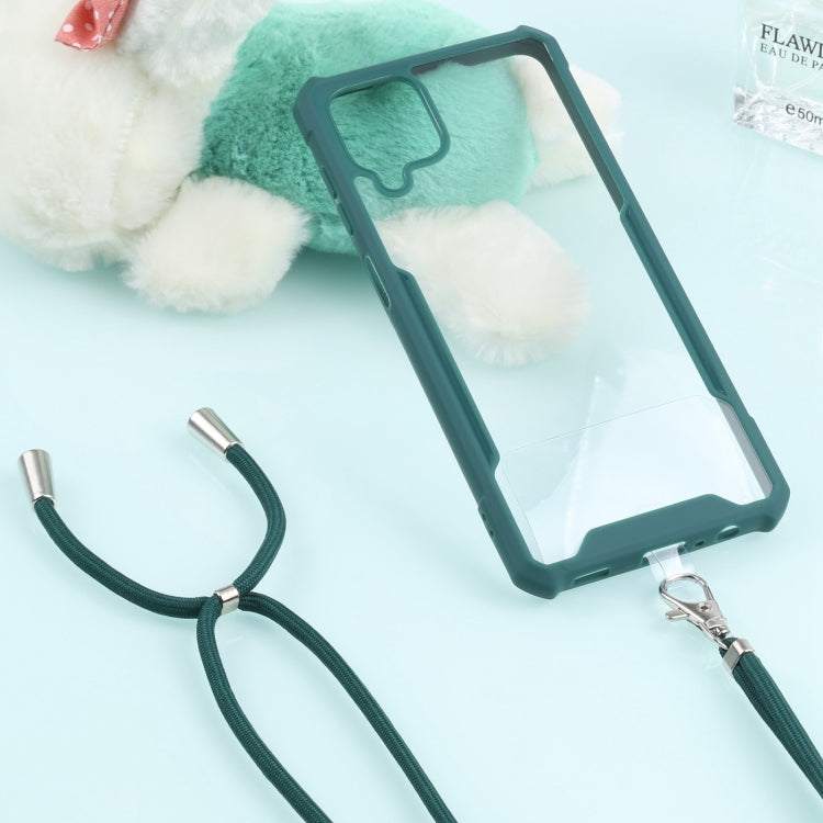 For Samsung Galaxy A12 5G Acrylic + Color TPU Shockproof Case with Neck Lanyard